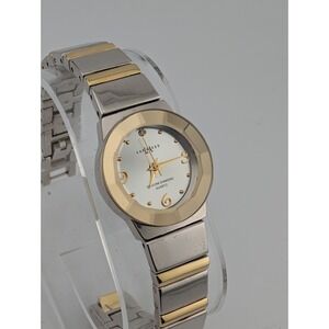 LA Express Genuine‎ Diamond Watch Women 23mm Case Two Tone 7" Band- New Battery